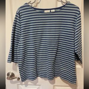 L.L. Bean Vintage Stripe Shirt 3/4 Sleeve Size L